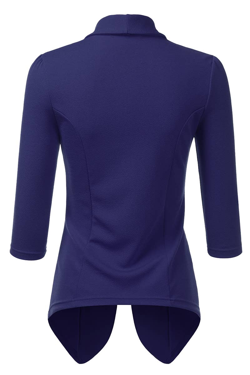 CWOBL089_Casual Work 3/4 Sleeve Open Front Blazer