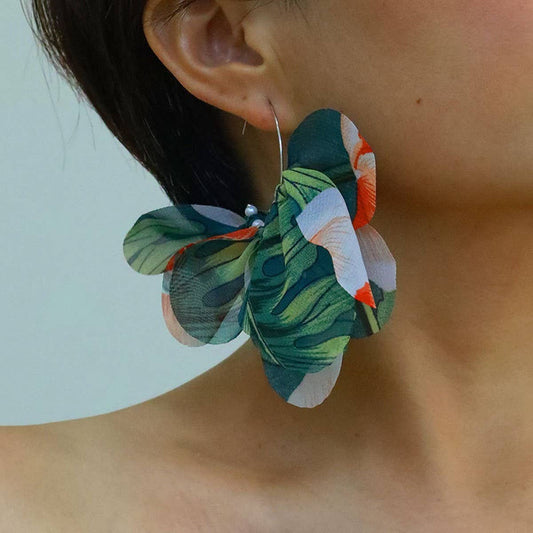 Fabric Tassel Earrings ??Handmade Statement Drop_CWMM6160