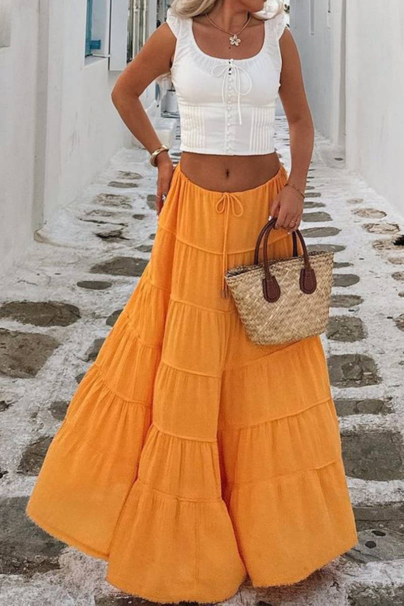 CWBLS0512_SUMMER HOLIDAY CASUAL STYLE A-LINE CAKE SKIRT