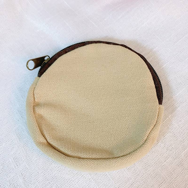 Round cartoon canvas coin purse and money bag