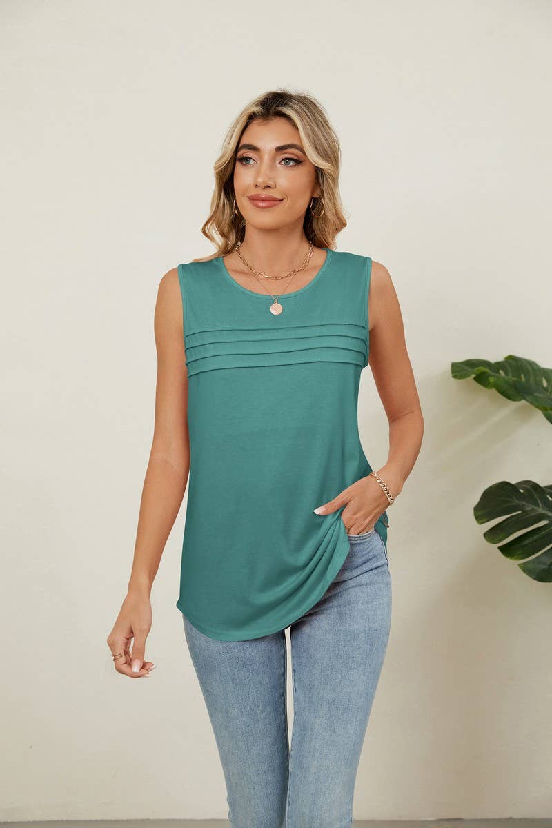 CWTTSL0296_SOLID COLOR ROUND NECK SLEEVELESS T-SHIRT VEST