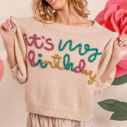 CHRISTMAS METALLIC SPARKLY LETTER PULLOVER