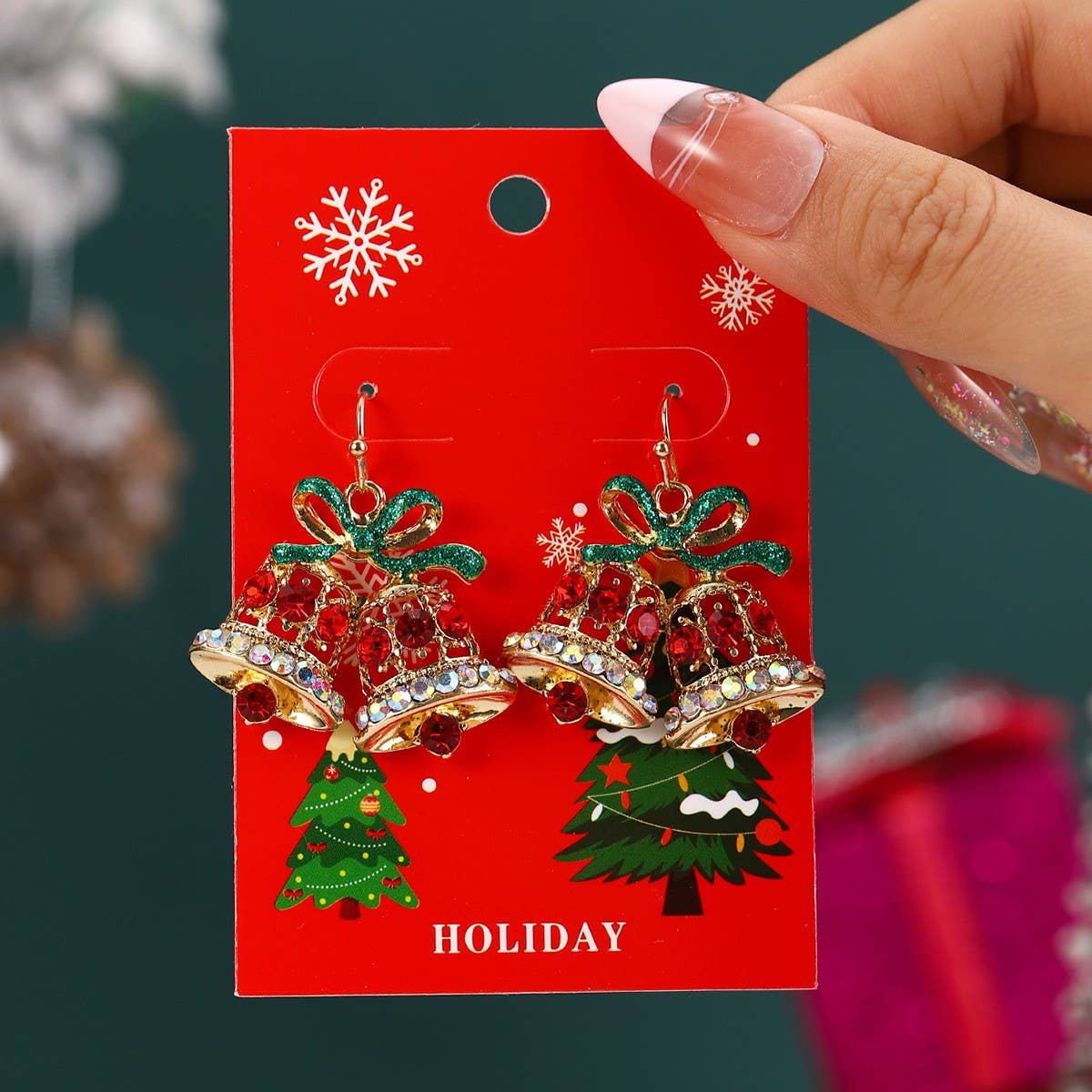 NEW CHRISTMAS CARTOON DIAMOND PENDANT EARRINGS
