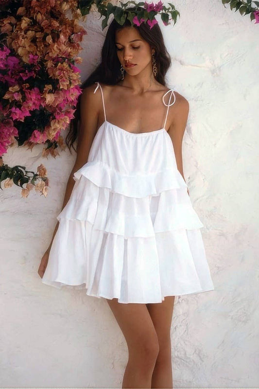 CWDSD7816_SUMMER LAYERED RUFFLE BACKLESS MINI DRESS