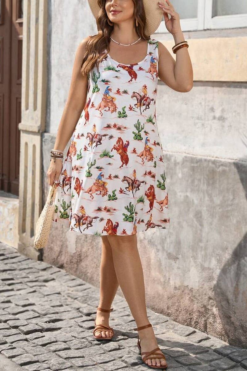 CWDSD10524_DIGITAL PRINT SLEEVELESS TANK DRESS