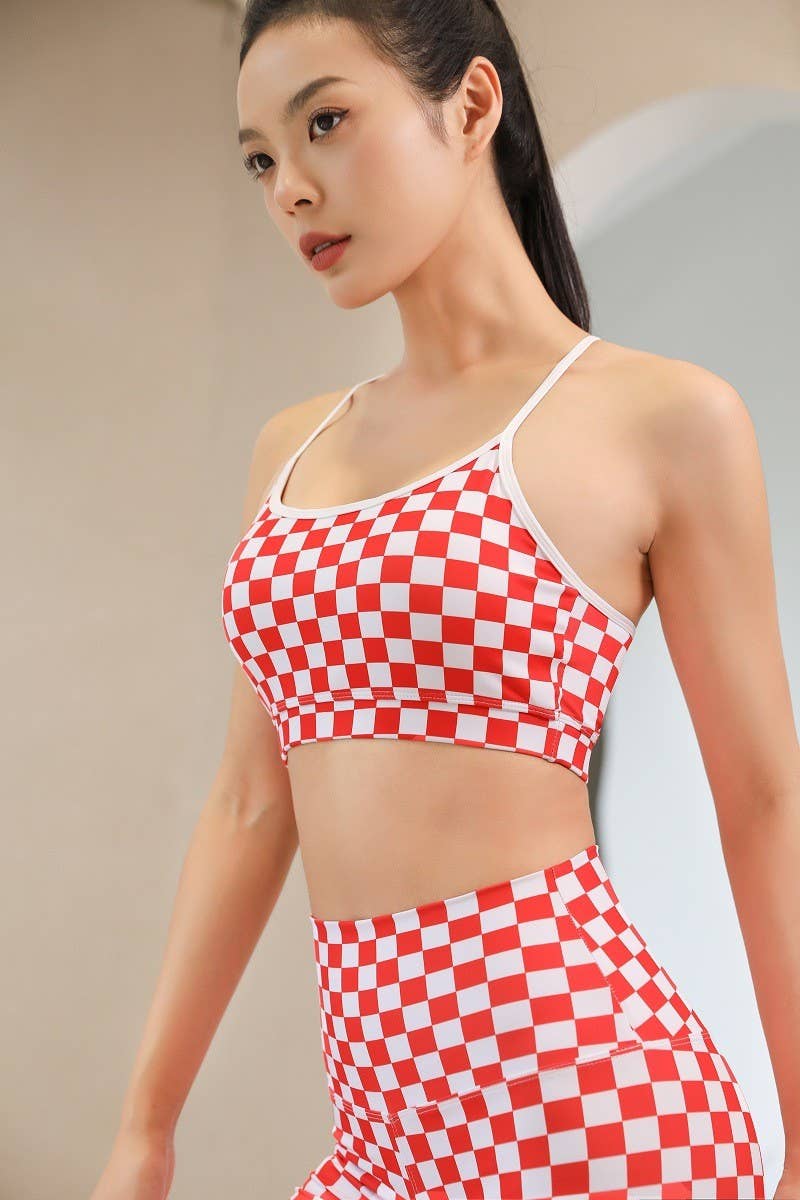 CWTTK1105_YOGA TANK TOP WITH CHECKERBOARD PRINT AND PADDING