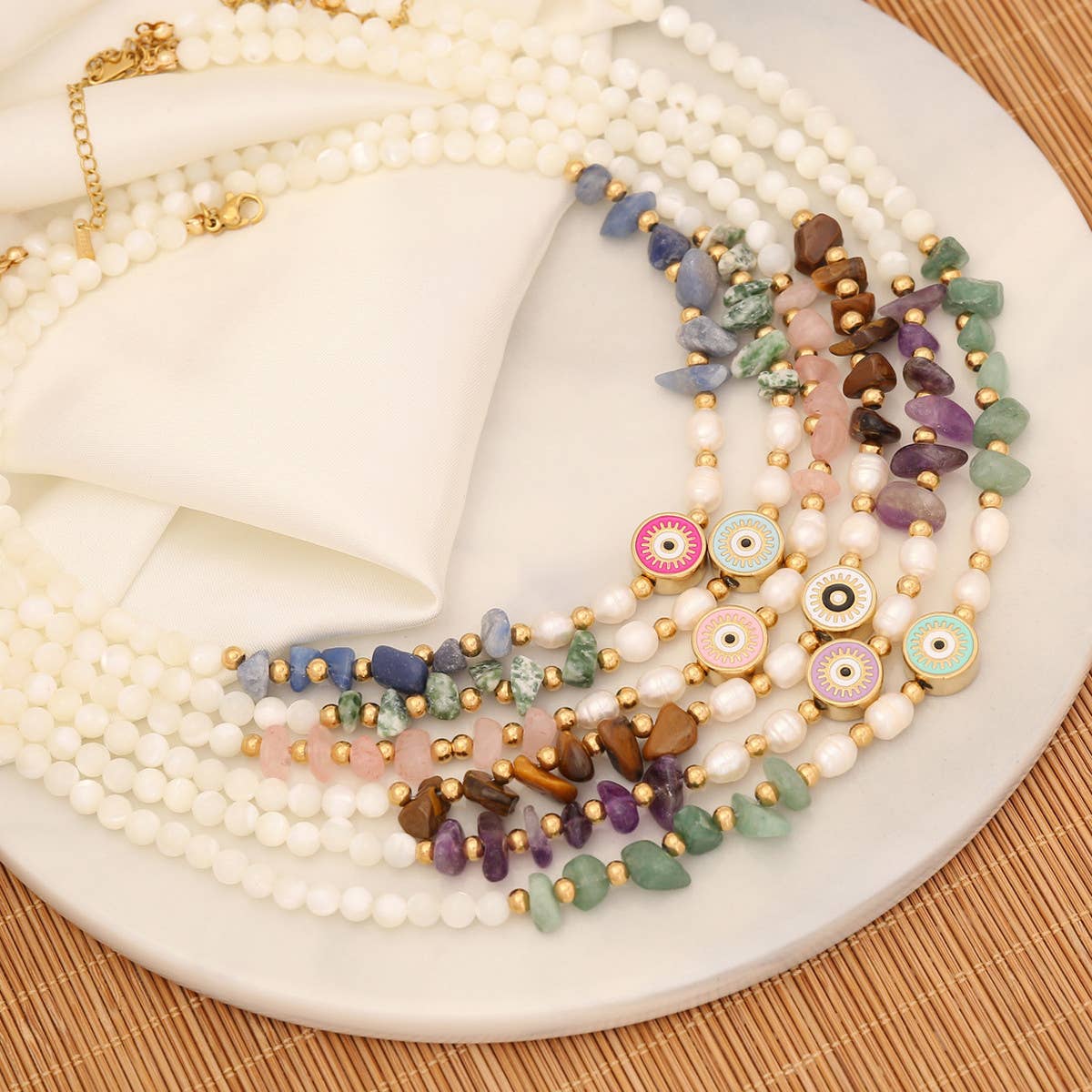 FASHION EYE PENDANT NATURAL STONE NECKLACE_CWAJE0651