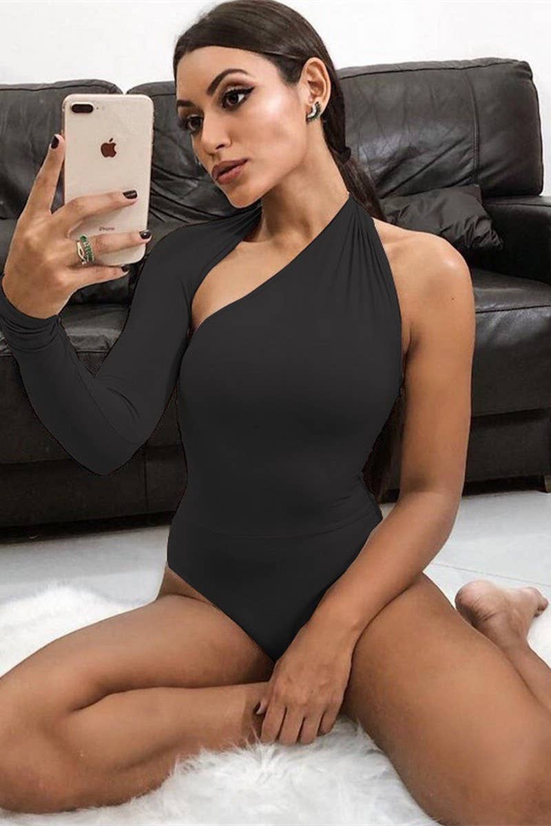 CWSBS0202_SEXY BACKLESS HALTER NECK LONG SLEEVE BODYSUIT