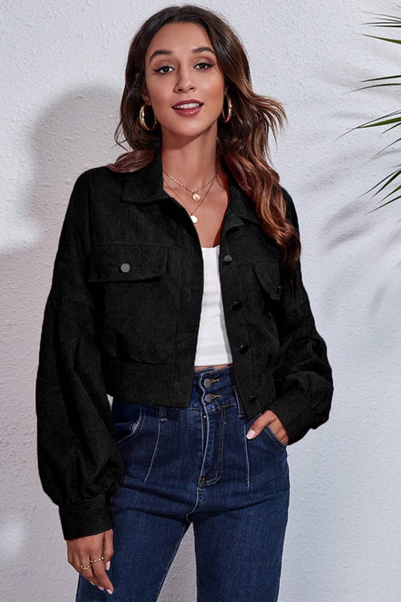 CWOJA1094_BALLOON SLEEVE CORDUROY SHORT JACKET