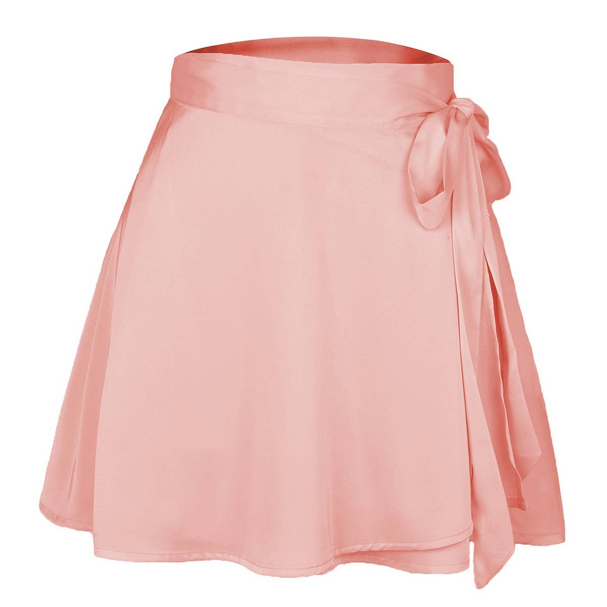 SOLID COLOR SKIRT HIGH WAIST LACE UP SHORT SKIRT_CWAB4789