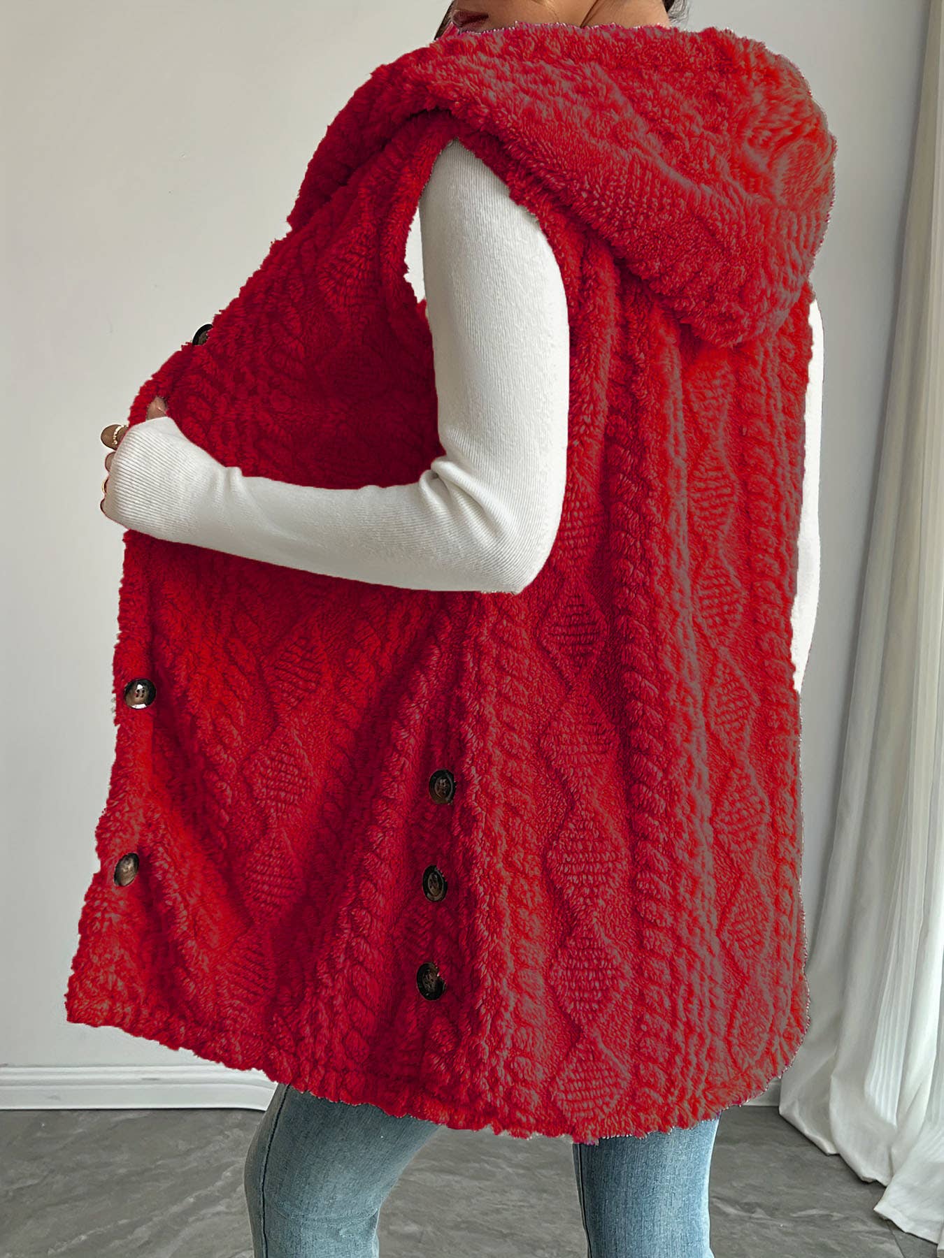 Double-sided plush single-breasted cardigan