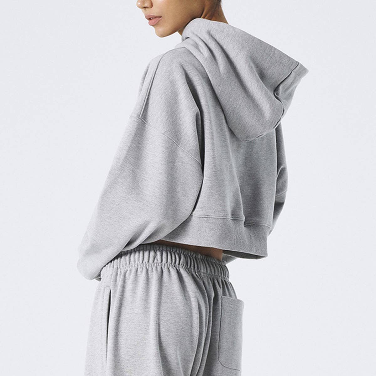 CROP TOP HOODIE DRAWSTRING PRINT HOODIE