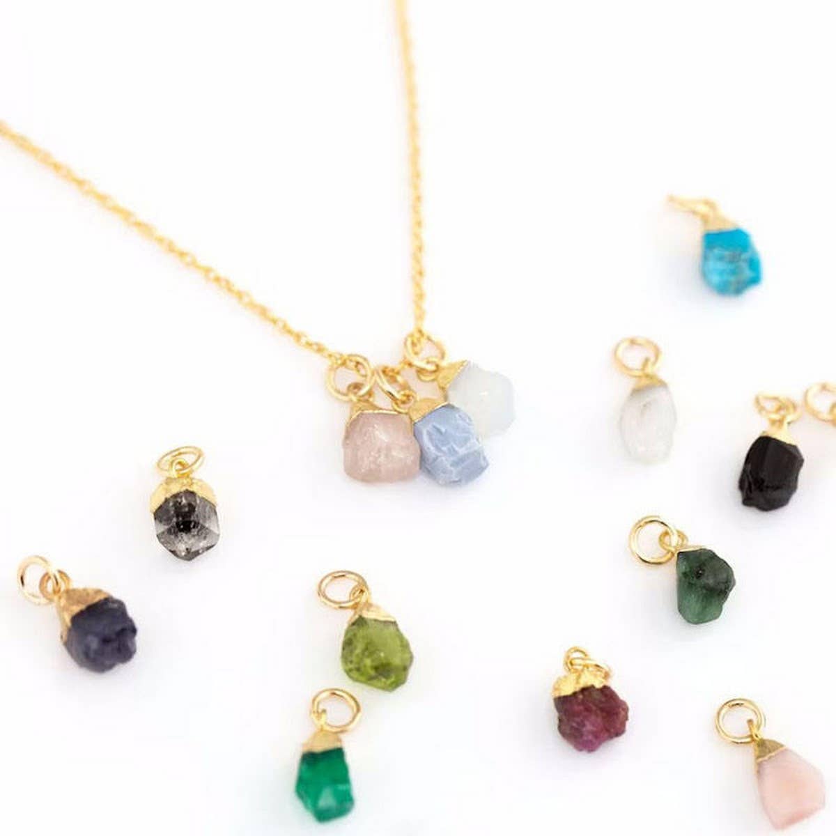 STAINLESS STEEL NECKLACE NATURAL CRYSTAL PENDANT_CWAJE1051