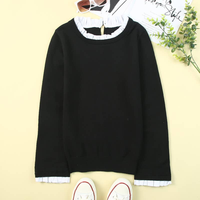 FLARED SLEEVES FAKE TWO ALL-INONE COMMUTER JUMPER