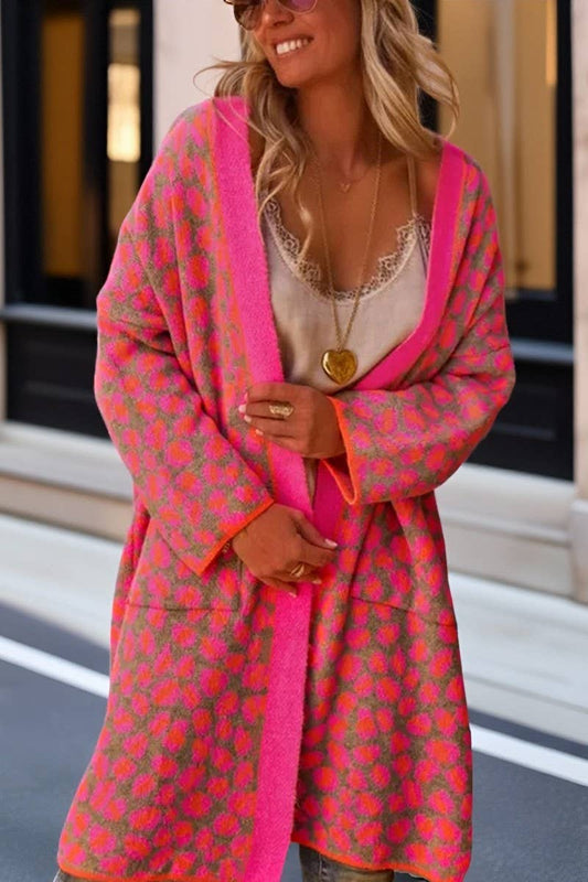 CWOCAL00727_COLORBLOCK LEOPARD PRINT LONG KNITTED CARDIGAN