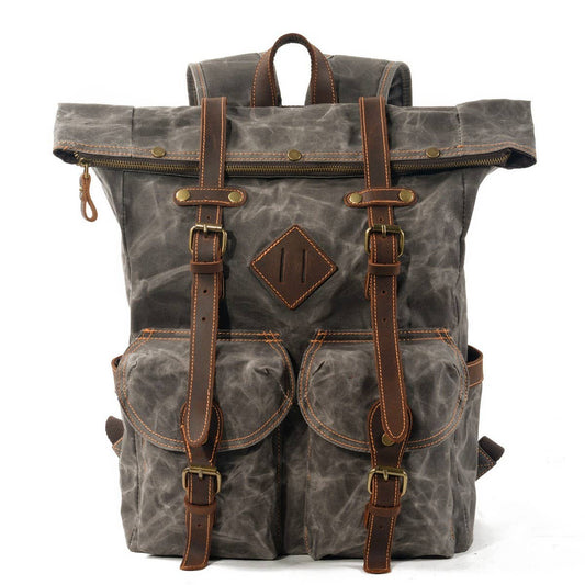 Waterproof Waxed Canvas Colorblock Backpack_CWAB5534