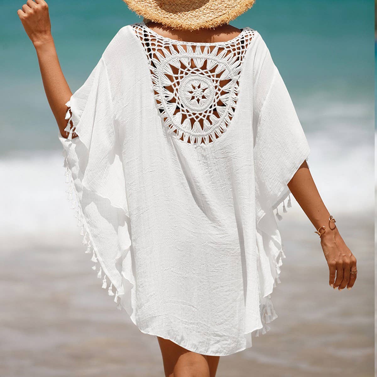 SOLID COLOR STITCHING SEXY BEACH SWIMSUIT COVER UP_CWMW0667