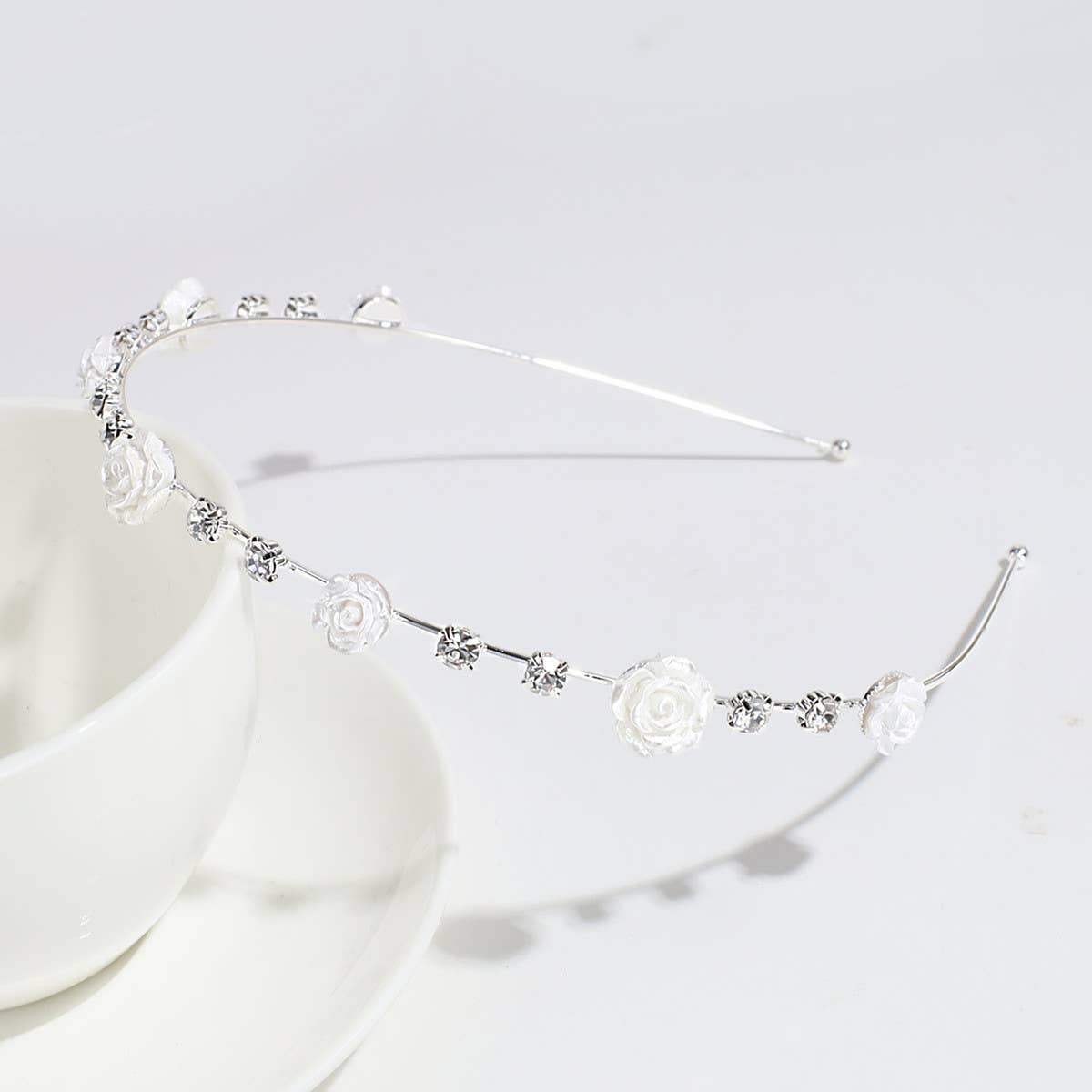 IMITATION PEARL RHINESTONE ROSE HEADBAND