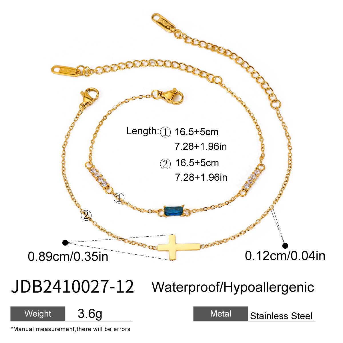 Titanium Double Layer Zodiac & Cross Bracelet