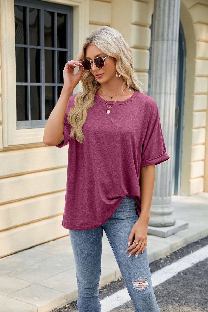 CWTTS0816_Round Neck Short Sleeve Knit Top