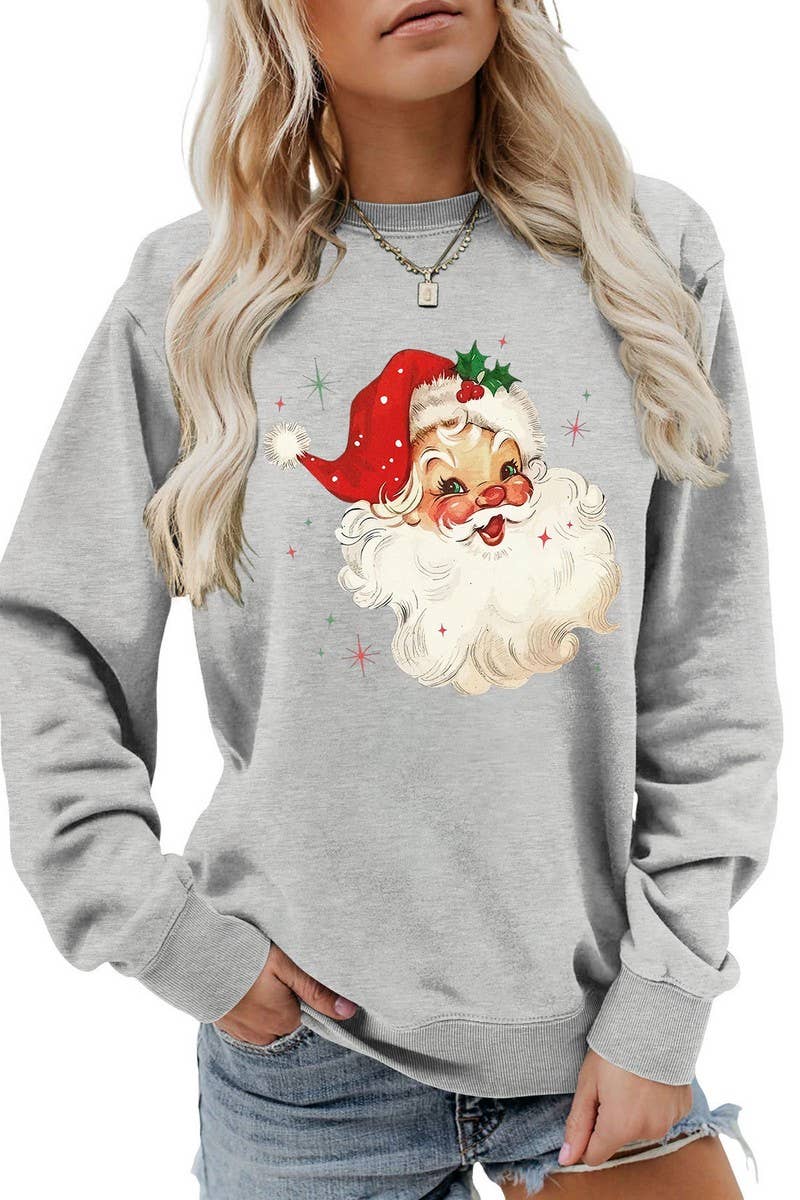 CWTBLL01324_SANTA CLAUS HEAD PATTERN PULLOVER SWEATSHIRT