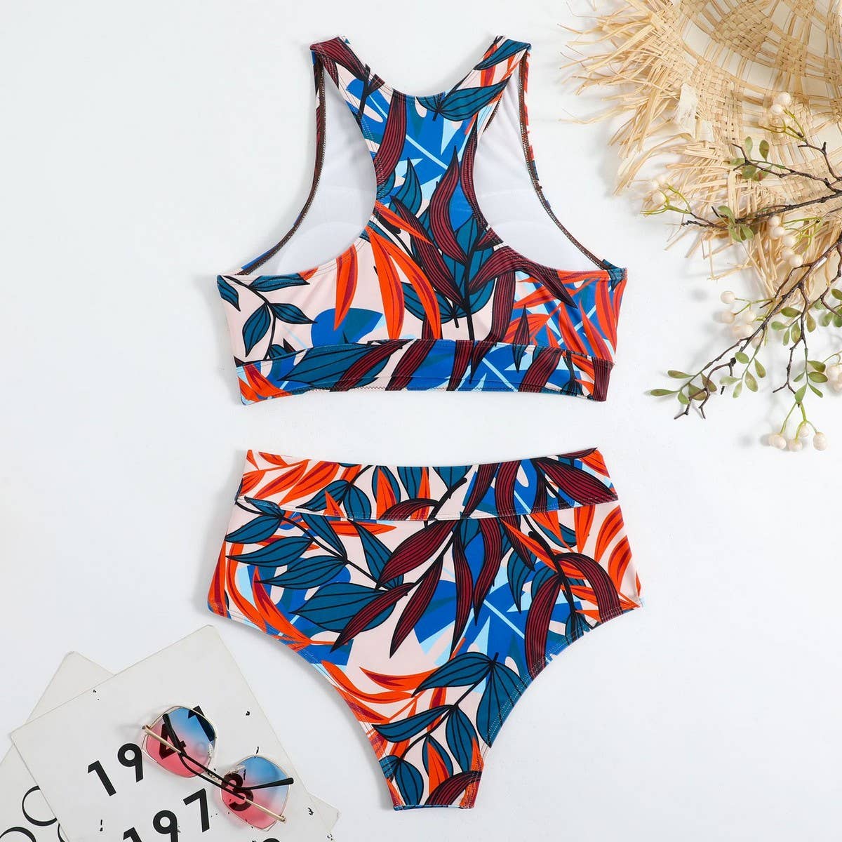 High Waist Bikini Set - Solid Color Swimsuit