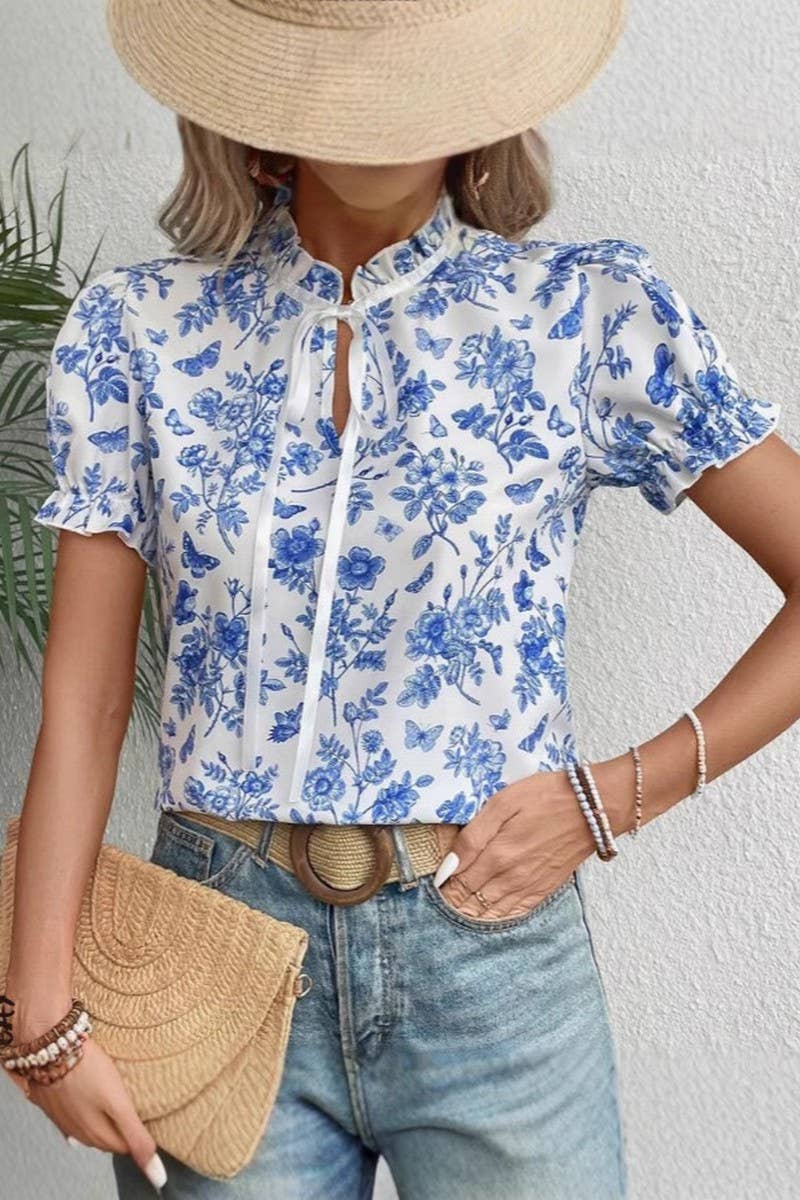 CWTBLS2043_SUMMER CASUAL PRINT FASHION SHORT SLEEVE SHIRT