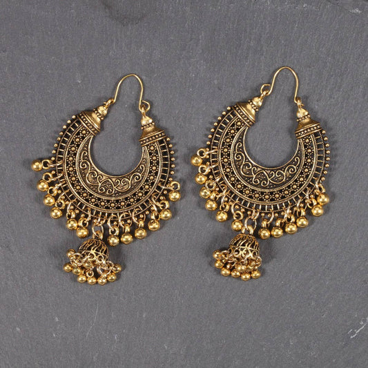 CWMM10440_BOHO FLOWER MOON VINTAGE BELL DANGLE EARRINGS