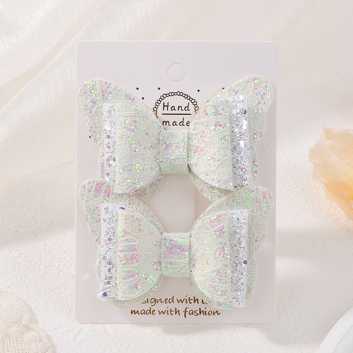 Cute Cartoon Glitter Bow Hair Clip Set