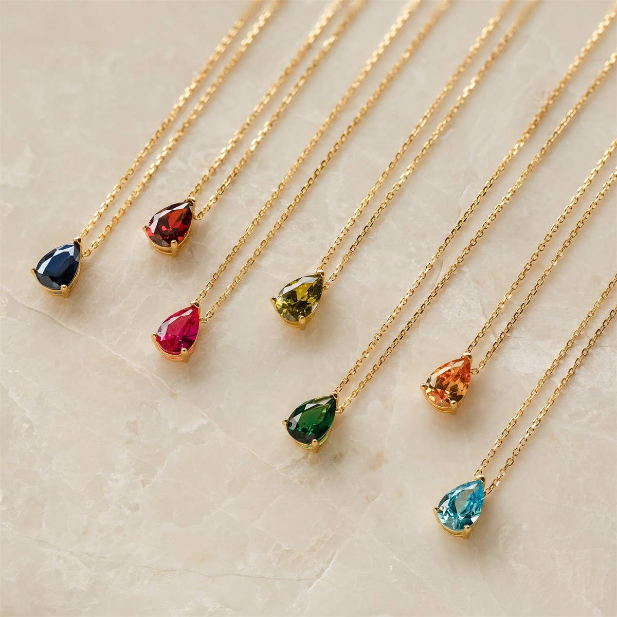 Teardrop Zircon December Birthstone Necklace