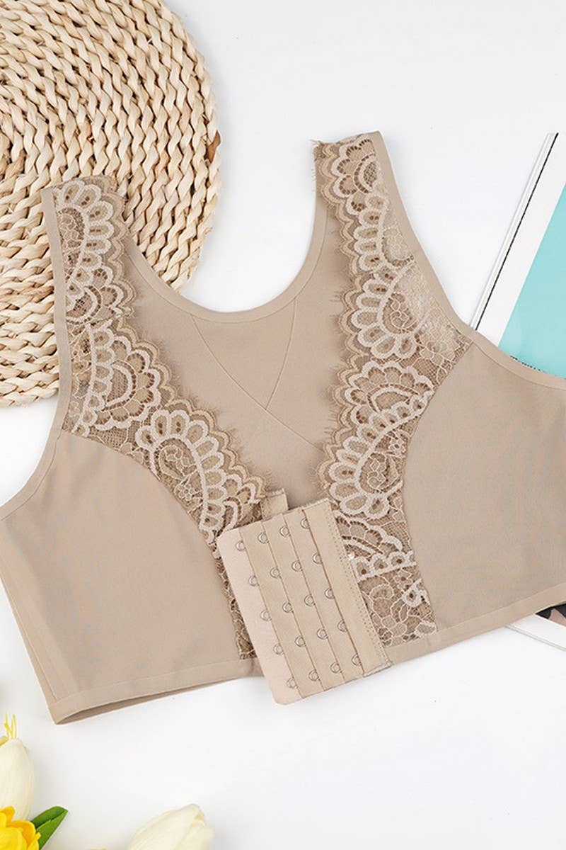 CWMU00295_FRENCH LACE FRONT CLOSURE THIN PUSH-UP BRA