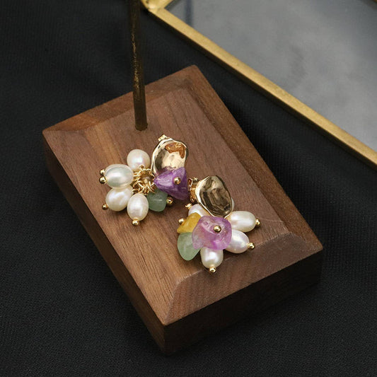 NEW HIGH-END RETRO NATURAL PEARL EARRINGS