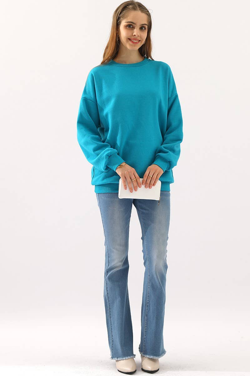 CWTTL902_CREW NECK LONG SLEEVE PULLOVER SWEATSHIRT TOPS