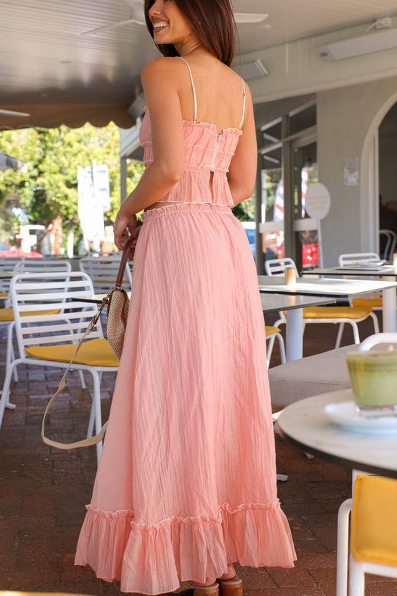 CWSS1224_BOW TIE CAMI TOP & RUCHED FAIRY SKIRT SET