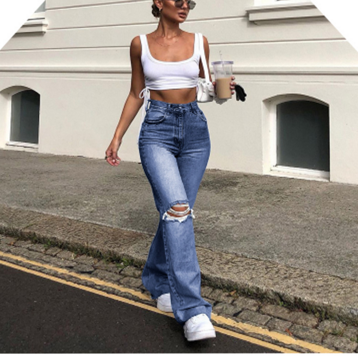 Distressed Flare Jeans ? Wide Leg Denim Pants