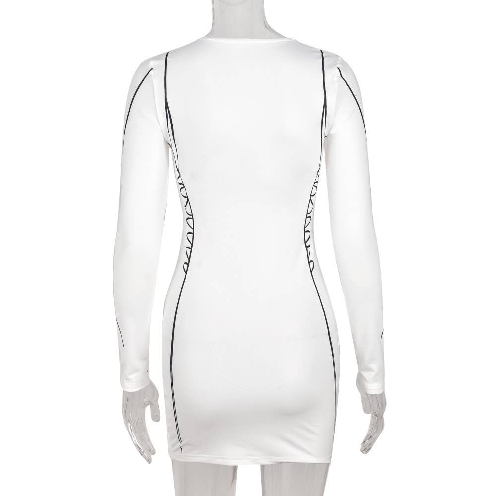 Abstract printed short hip-hugging dress