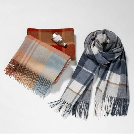 100% Wool Plaid Scarf – Long Warm Winter Wrap_CWASC1095