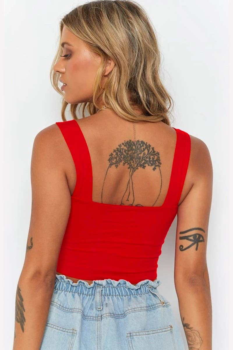 CWTTK00285_SQUARE NECK CROPPED SEXY T-SHIRT TOP