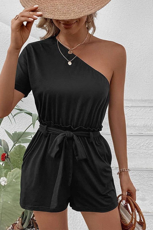 CWSBSSL0096_CASUAL ONE-SHOULDER SOLID COLOR JUMPSUIT SHORTS