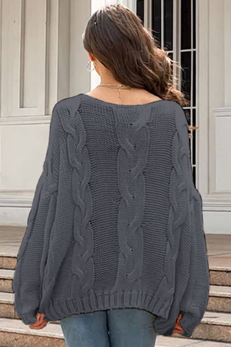 CWOSWL6735_WINTER ONE-SHOULDER LOOSE LONG-SLEEVED SWEATER