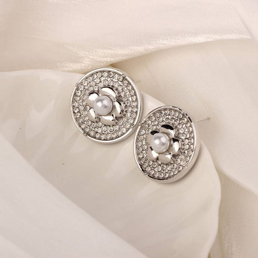 NEW SIMPLE HOLLOW FLOWER ENAMEL EARRINGS