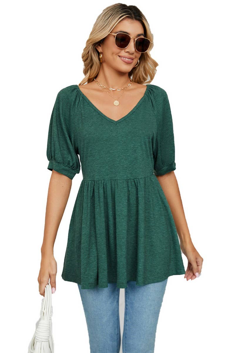 CWTTS0753_V-Neck Shirt Sleeve Top