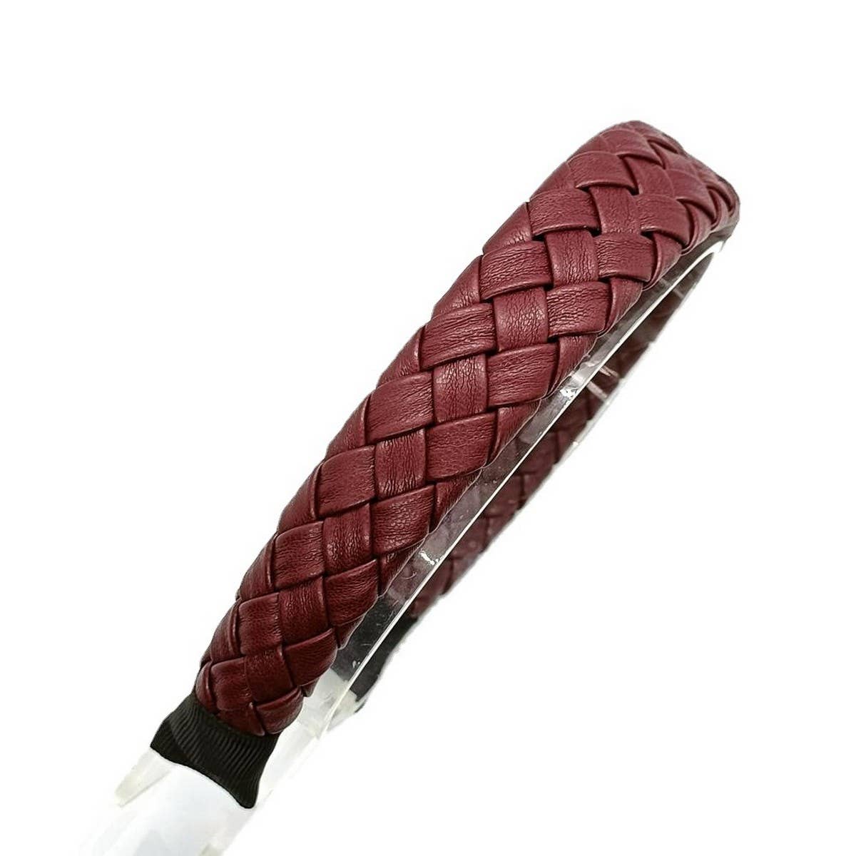 Elegant Solid PU Woven Diamond Headband