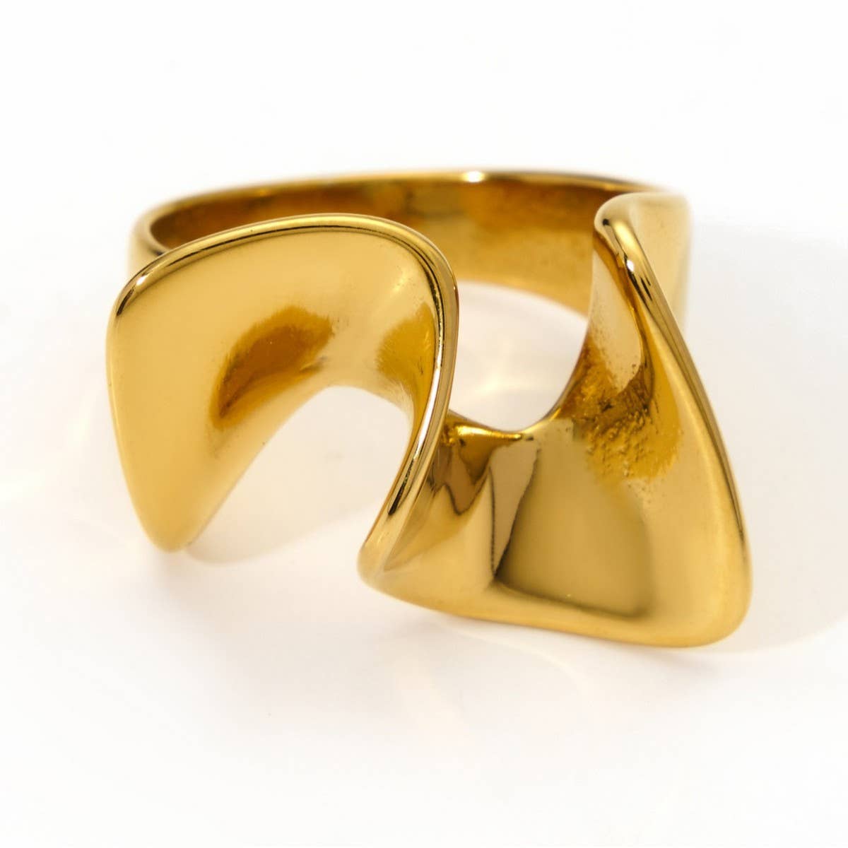 Irregular Stainless Steel Ring with Luxe Finish