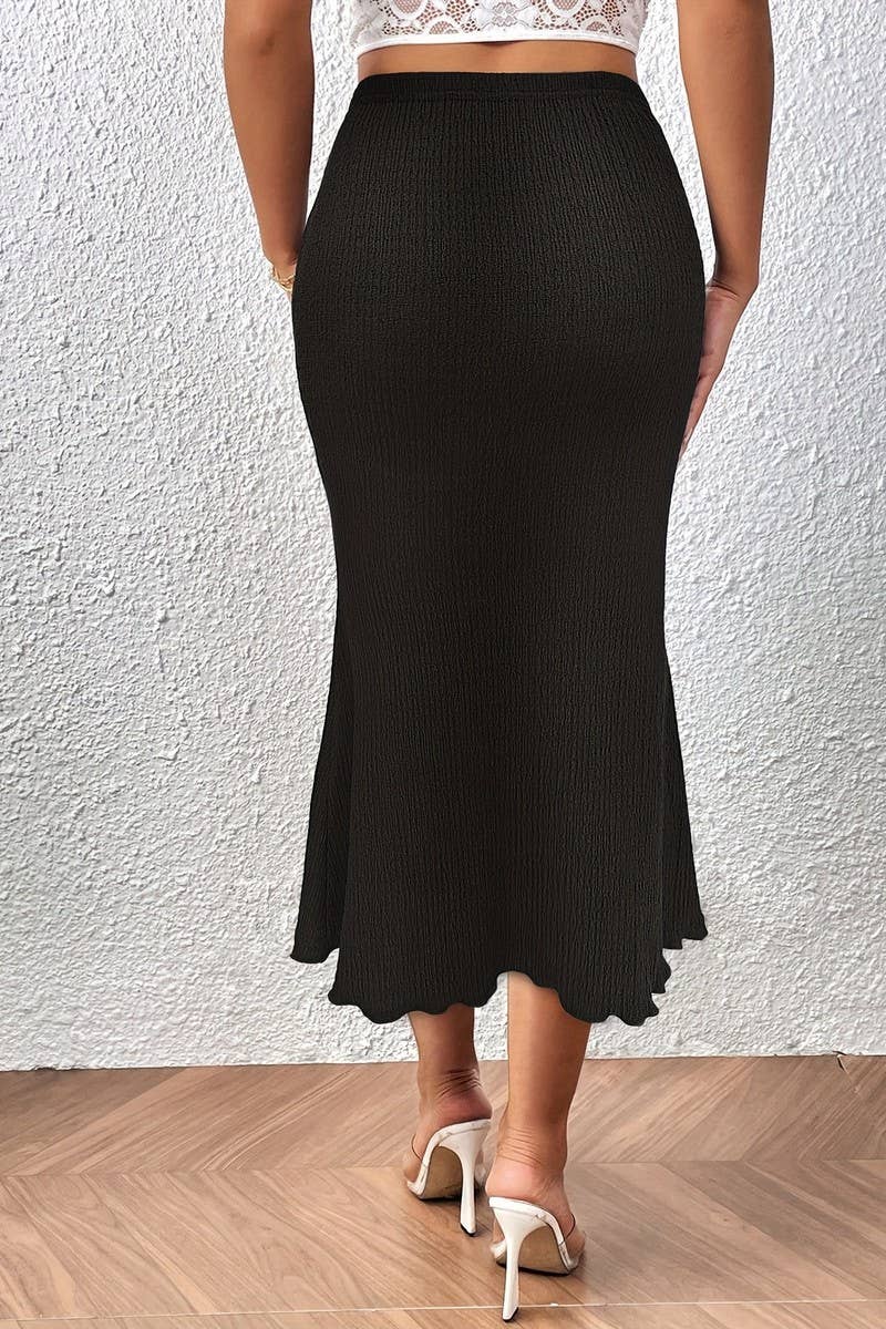 CWBLS0433_FASHION KNITTED ELASTIC FISHTAIL LONG SKIRT