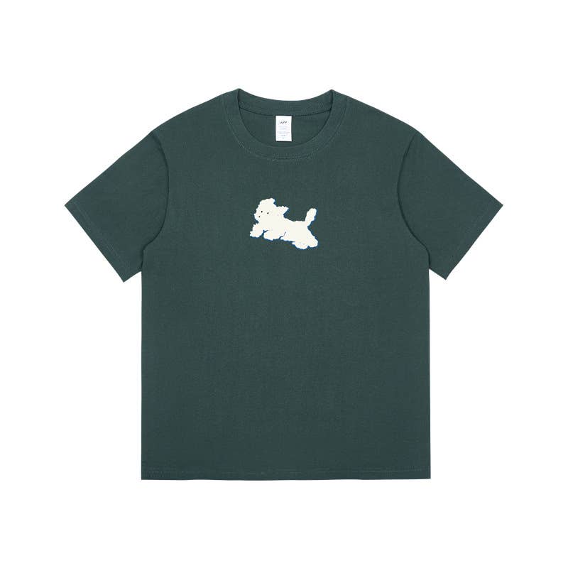 CWTTS0927_LITTLE WHITE DOG PRINT CREW NECK SHORT SLEEVE