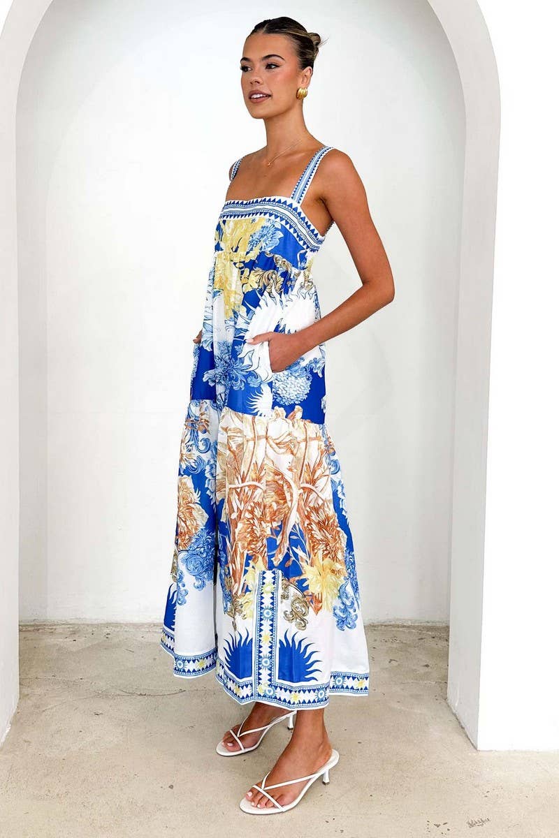 CWDHL1078_SUMMER HOLIDAY STYLE SUSPENDER DRESS