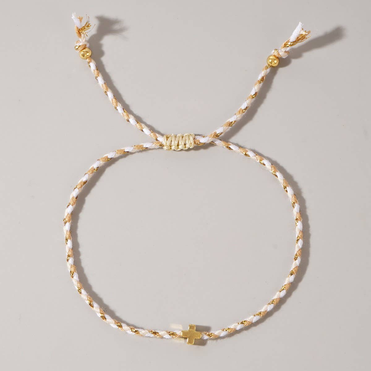 DIY HANDMADE FOUR-COLOR COTTON CROSS BRACELET