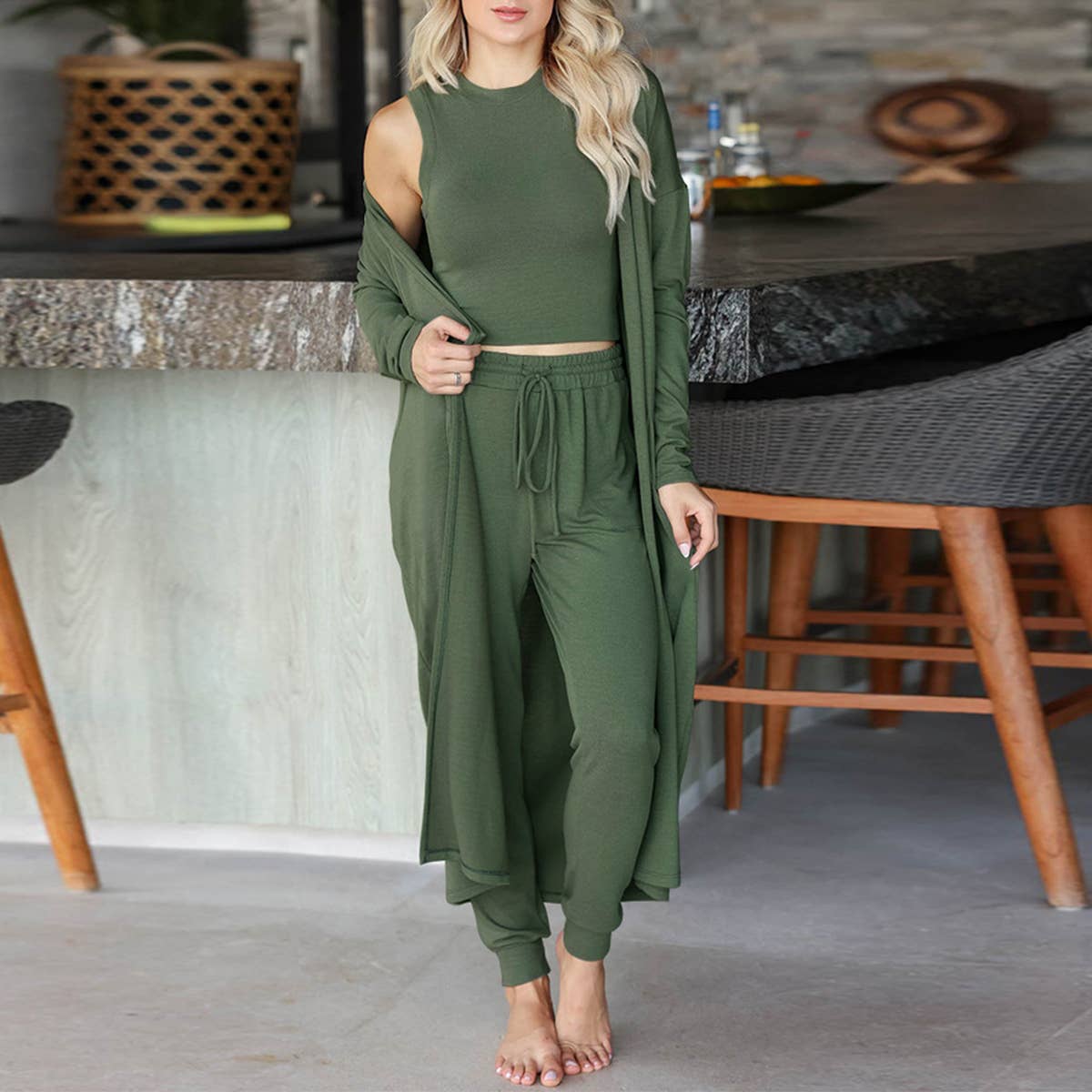 CASUAL FASHION KNITTED WOMEN'S THREE-PIECE SET