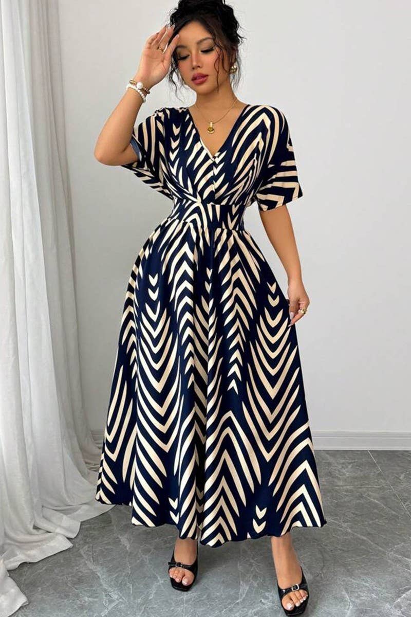 CWDMD6174_SUMMER NEW WAIST TEMPERAMENT TWILL DRESS